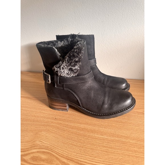 Taos Footwear Shoes - TAOS  Combo Side Zip Black Leather Ankle Boots Womens EU 38 US 7-7.5F aux Fur